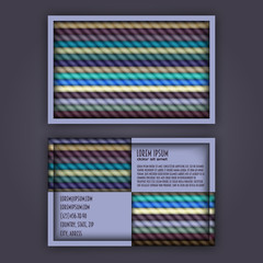 business card template with 3D paper colorful lines