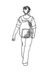 man walking marker sketch isolated