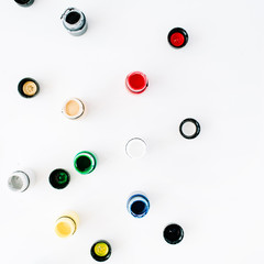 Watercolor on white background. Flat lay, top view