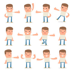 Set of Funny and Cheerful Character Customer showing thumb up as