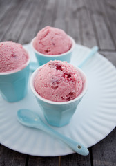 Strawberry Ice Cream in Mini Blue Cups