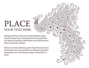 Beautiful vector peacock birds in indian mehndi style