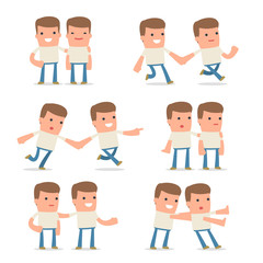 Set of  Good and Careful Character Customer in helps poses