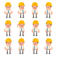 Set of Happy and Cheerful Character Foreman standing in relaxed