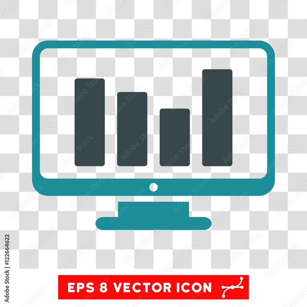 Poster bar chart monitoring vector icon. image style is a flat soft blue icon symbol.