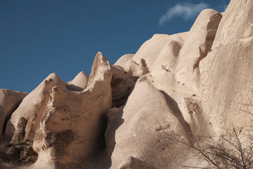 Stone formations in Goreme national park in Cappadocia, Turkey