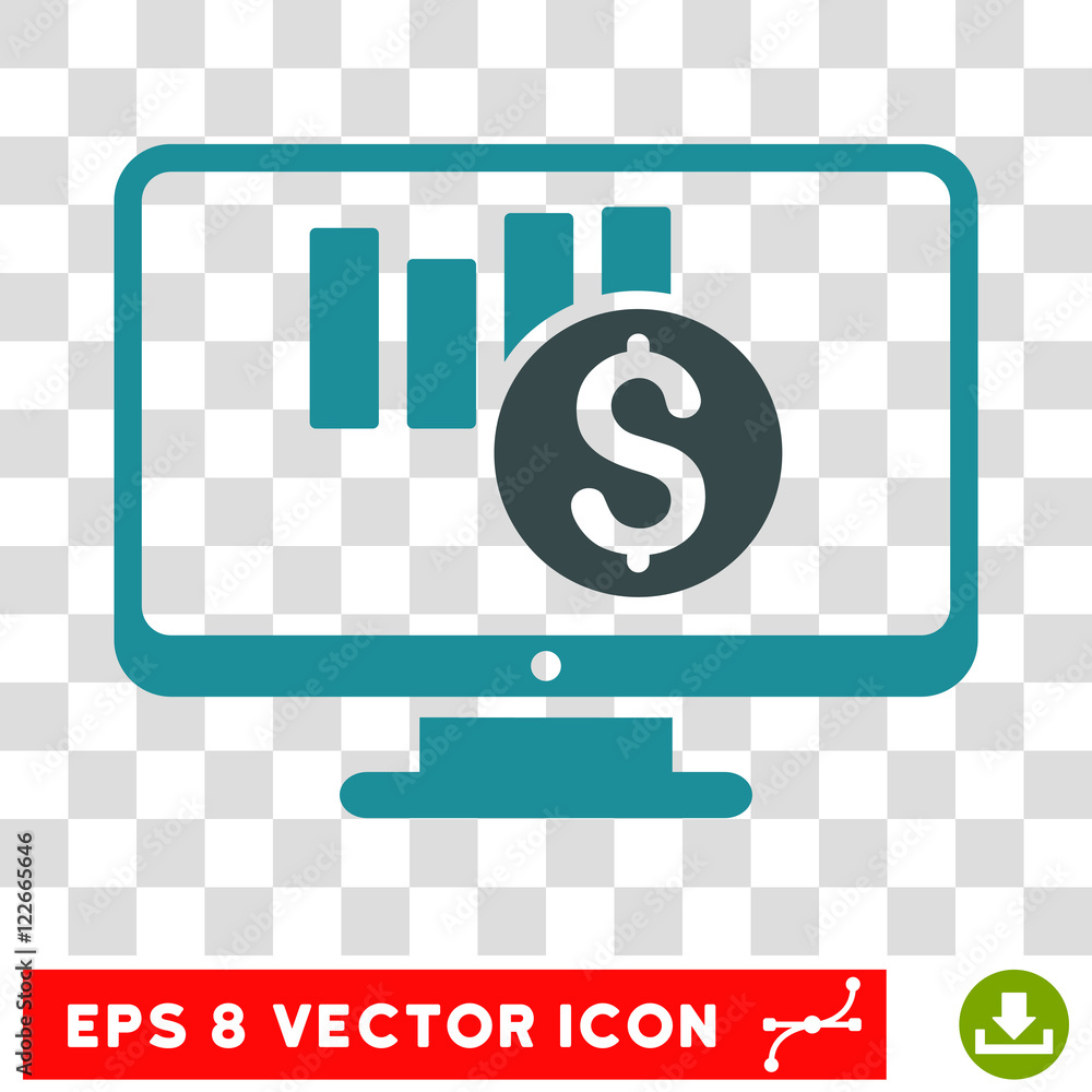 Poster sales chart monitoring vector icon. image style is a flat soft blue icon symbol.