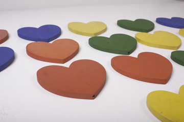Obraz na płótnie Canvas colorful wooden toys hearts