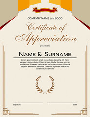 Certificate of Appreciation with medal and ribbon portrait version