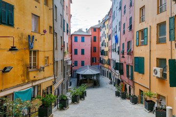 Genoa. Houses in the old quarter.