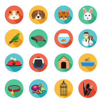 Animals and Veterinarian Flat Icons