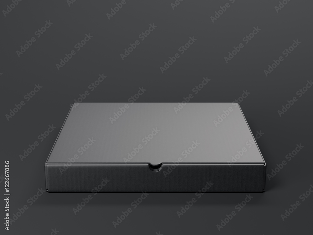 Poster black opened cardboard package. 3d rendering