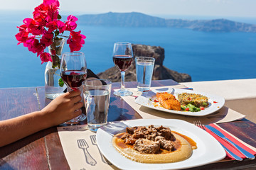Meal for two  in Santorini