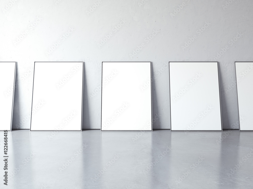Poster white blank picture frames. 3d rendering