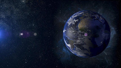 Obraz na płótnie Canvas Solar system planet Earth on nebula background 3d rendering.