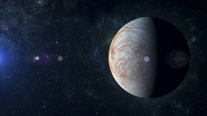 Obraz na płótnie Canvas Solar system planet Europa on nebula background.