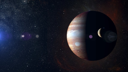 Solar system planet Jupiter on nebula background. © Igor_Filonenko