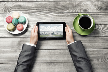 Businesswoman having coffee break