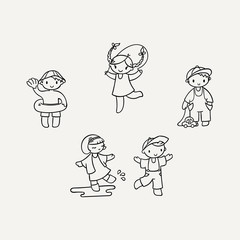 Set of cute doodle children.