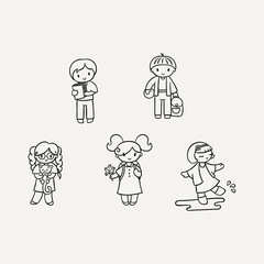 Set of cute doodle children.