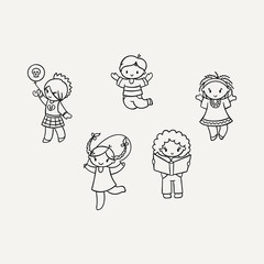 Set of cute doodle children.