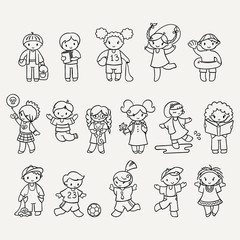 Set of cute doodle children.