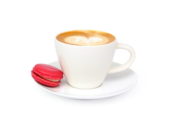 Hot coffee cafe latte in white background