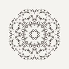 Vector mandala. Mehndi lace tattoo. Oriental weave.