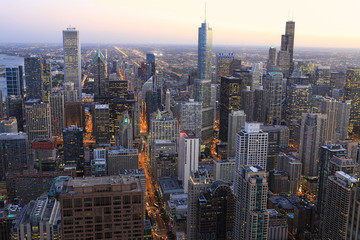 Chicago skyline view at twilight