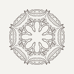 Vector mandala. Mehndi lace tattoo. Oriental weave.