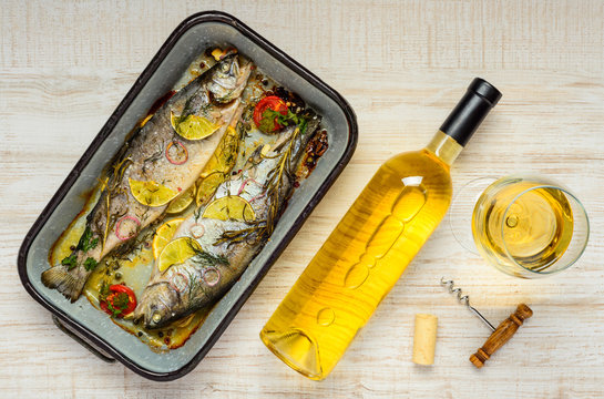 Cooked Fish and White Wine