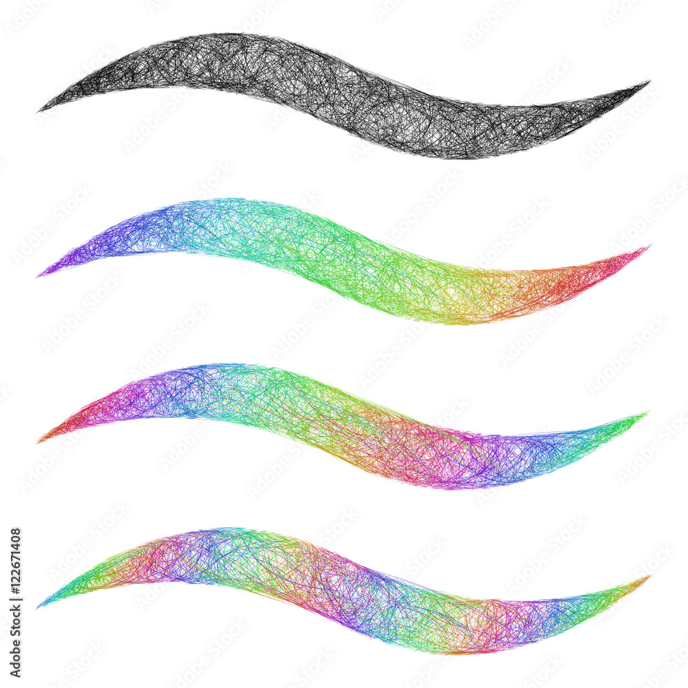 Poster sketch wave line graphic design element set