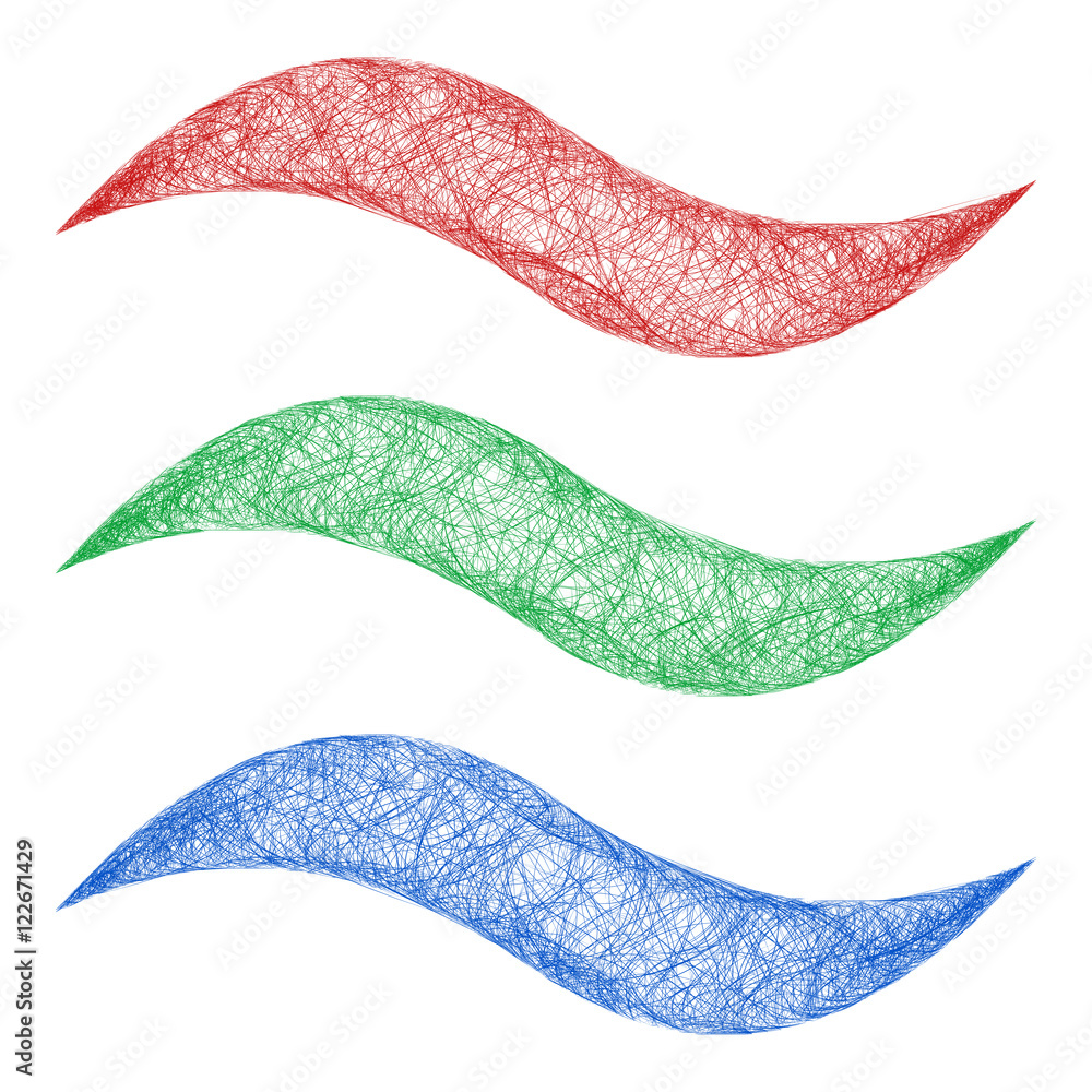 Aufkleber sketch wave line graphic design element set