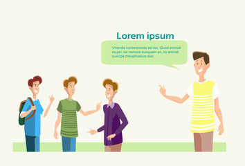 Young Boys Group Students Crowd Speaking Friends Communication