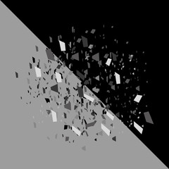 explosion cloud of black pieces. vector illustration