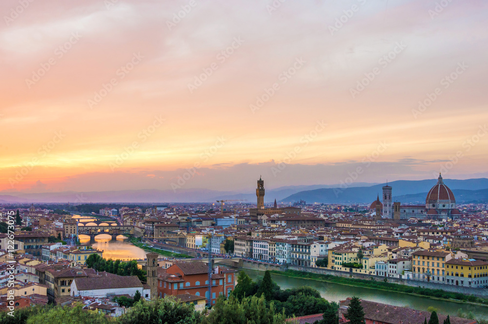 Wall mural florence (italy) - the capital of renaissance's art and tuscany region. the landscape from piazzale 