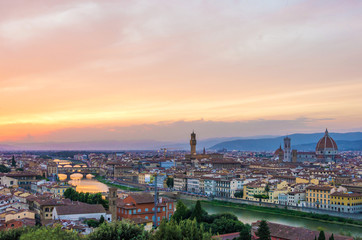 Fototapeta na wymiar Florence (Italy) - The capital of Renaissance's art and Tuscany region. The landscape from Piazzale Michelangelo terrace.