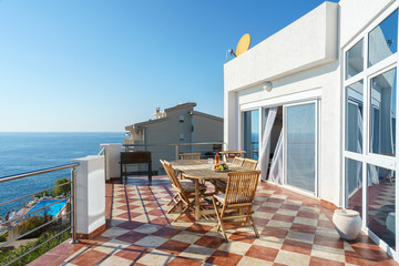 Fototapeta premium Terrace of a luxury villa with a sea view