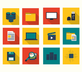 flat design data center related icons image vector illustration