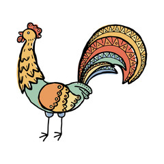 Rooster doodle vector illustration.