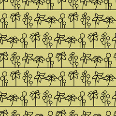 Seamless tree pattern. Background vector line ornament.
