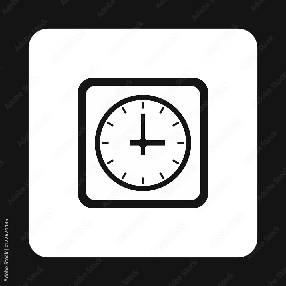 Aufkleber square clock icon in simple style isolated on white background. time symbol