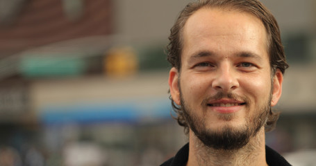 Caucasian man in city face portrait