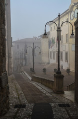 Spoleto (Italy) - A misty fall day in the charming medieval village in Umbria region. The soft...