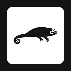 Black chameleon icon in simple style isolated on white background. Reptiles symbol