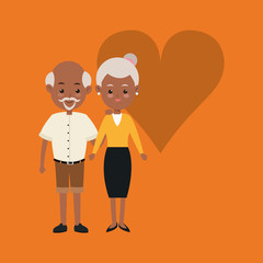 flat design elderly romantic couple image vector illustration