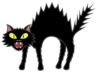Vector illustration of a cartoon black cat.