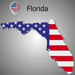 Map of the State of Florida and American flag illustration