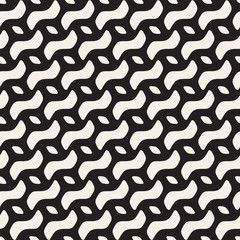 Vector Seamless Black And White Rounded Geometric Pattern