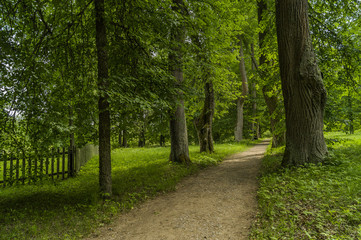 A view of the Park of Mikhailovskoye reserve, Pskov region, Russia.